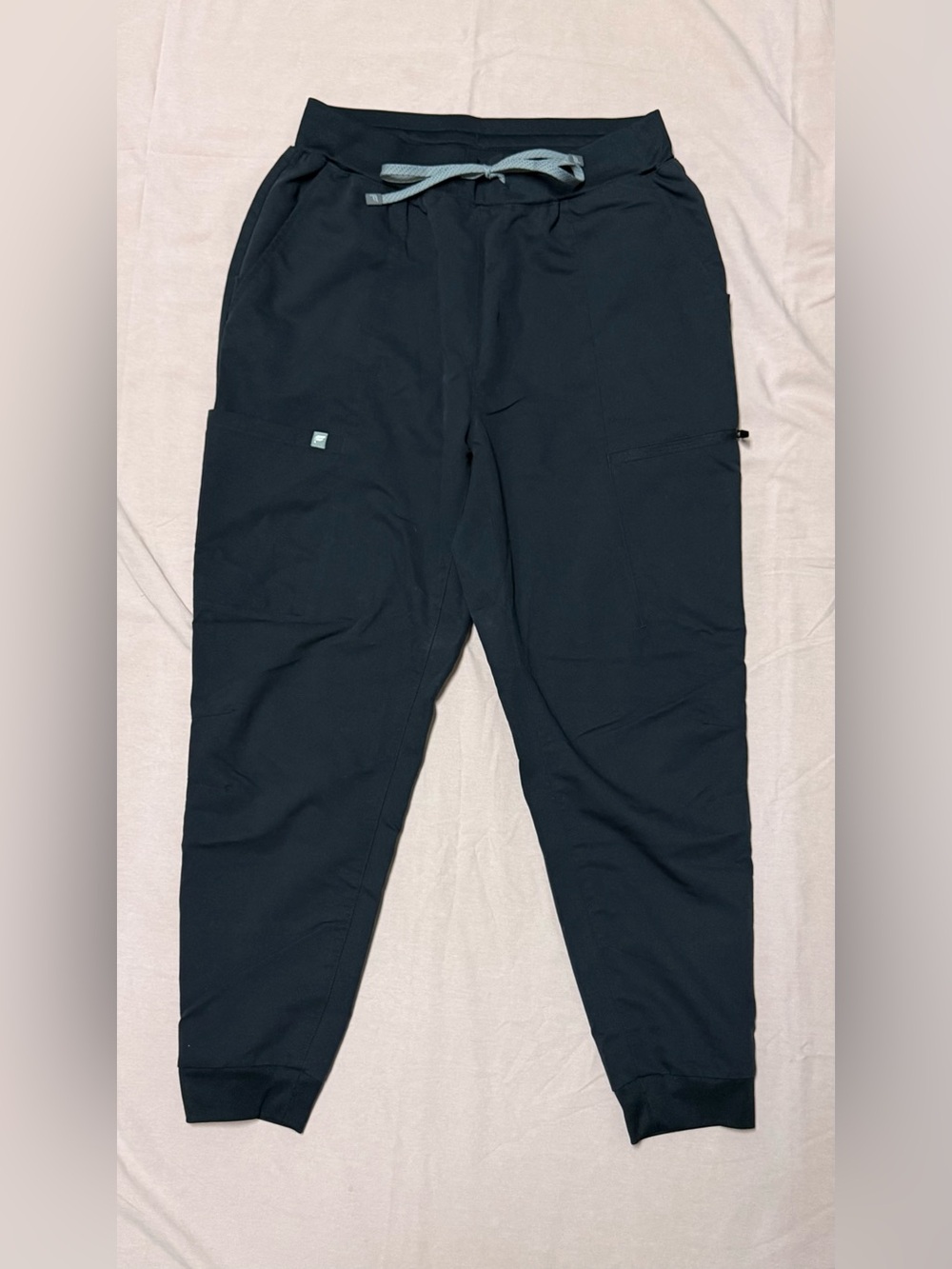 Fabletics Black Jogger Pants with Gray Drawstring
